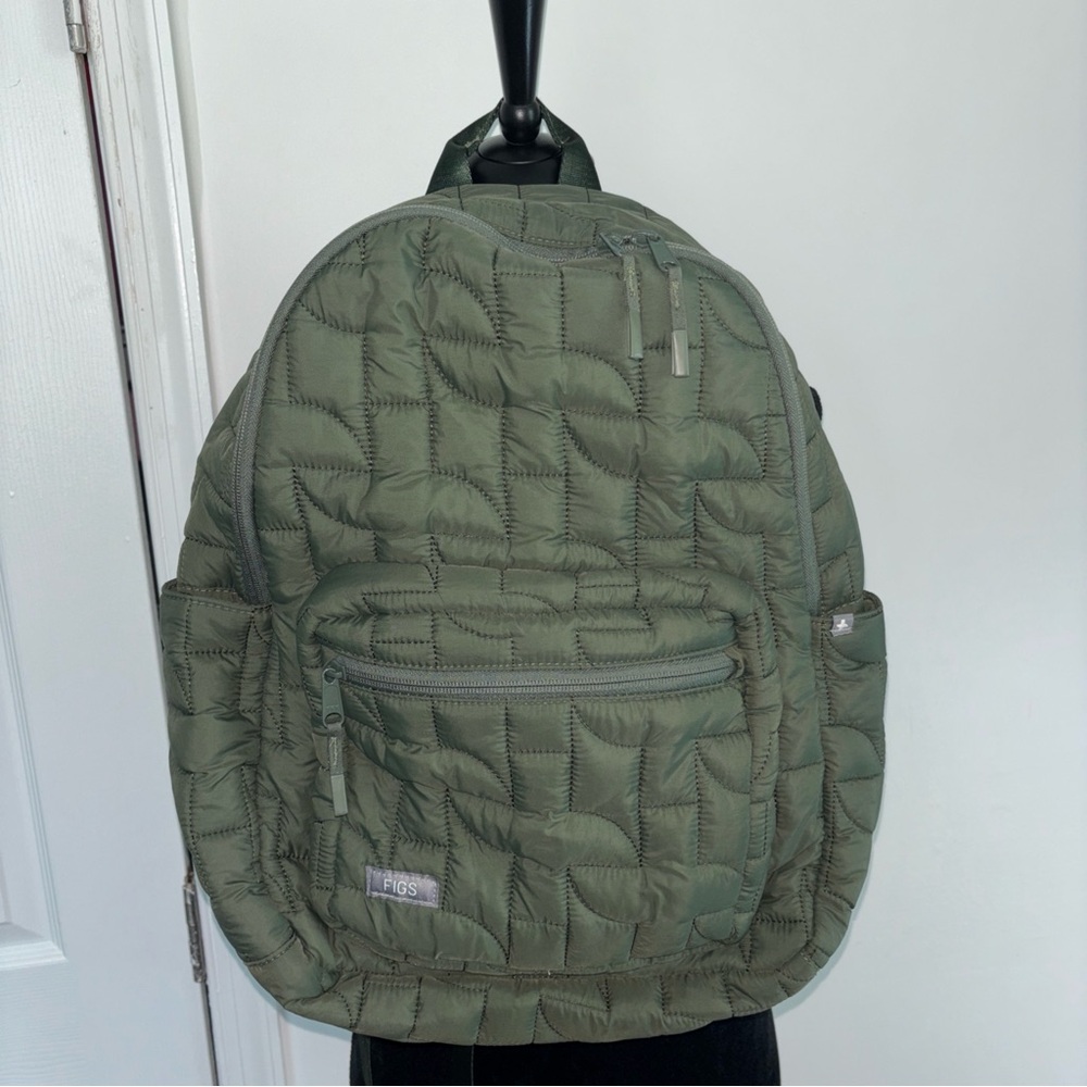 FIGS Green Quilted Women's Backpack